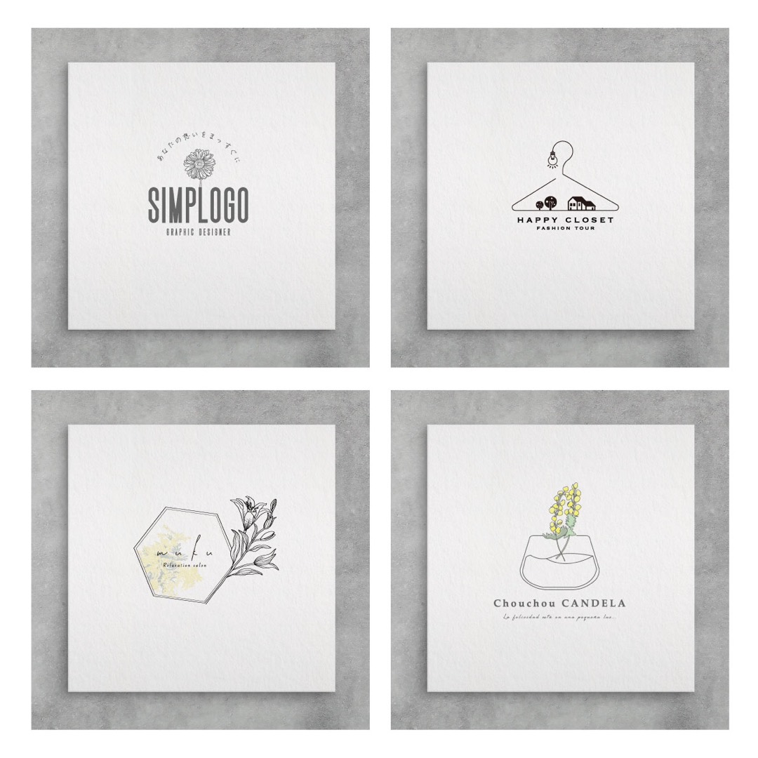 SIMPLOGO・ファッション・リラクゼーションサロンのロゴデザイン4点